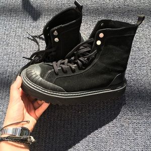 Zara Suede Platform Combat Boots